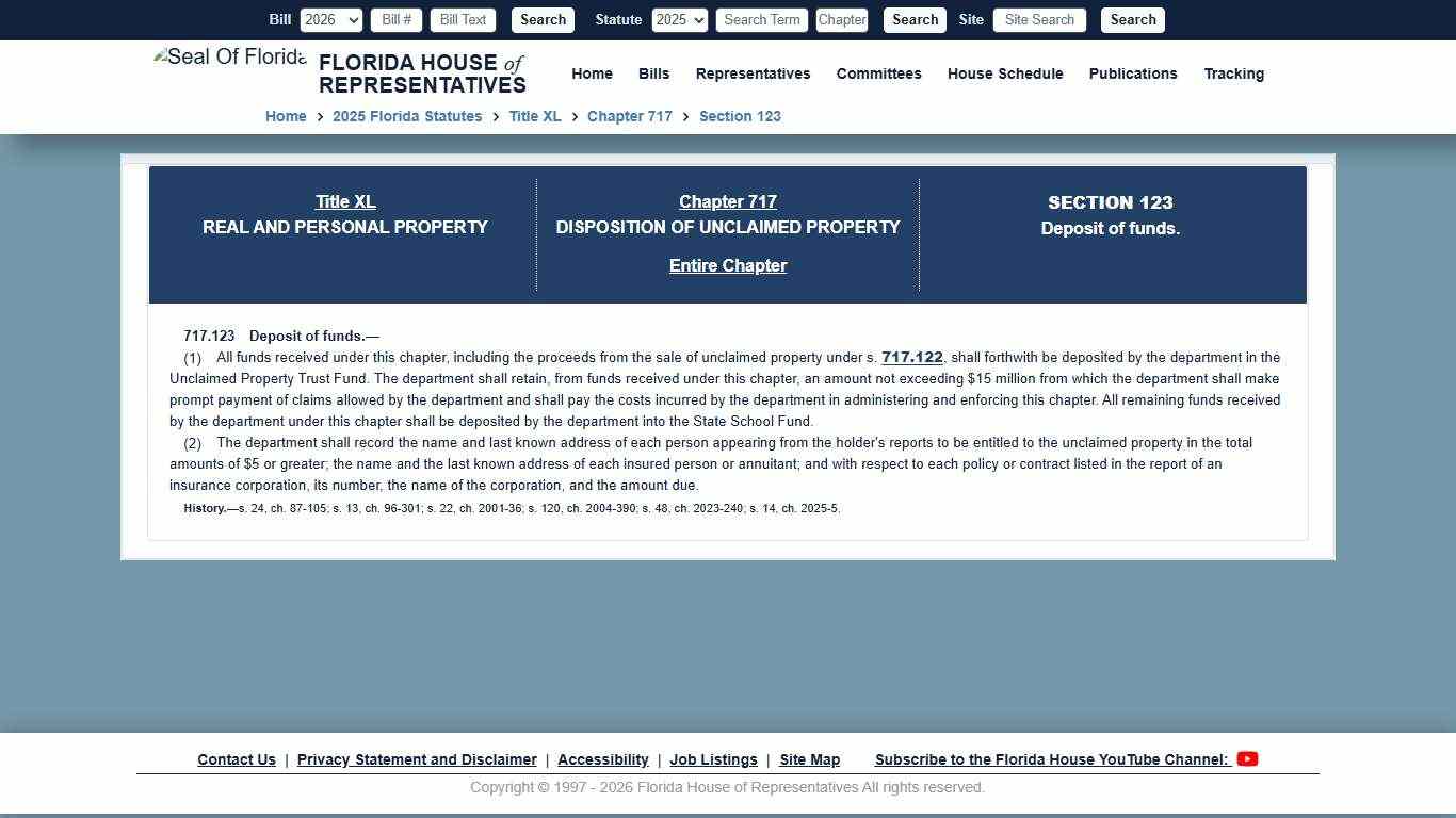 2025 Statutes 0717.123 Florida House of Representatives